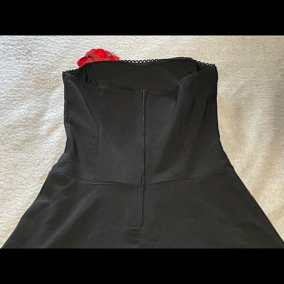 𝅺RUBY Rox black strapless cocktail dress size 9 red crinoline style bottom VGUC - Picture 6 of 8